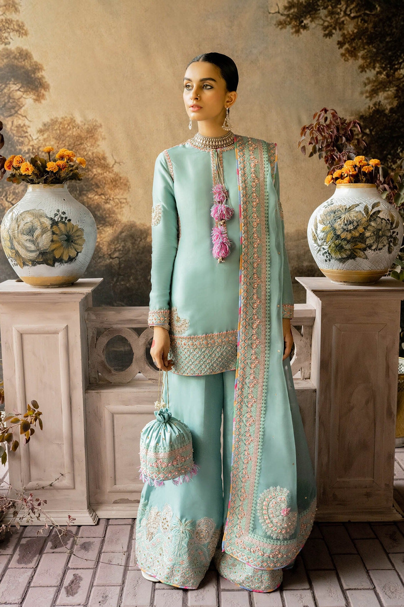 HUSSAIN REHAR NEW SKY BLUE SILK PARTY WEAR – Hadiz outfit