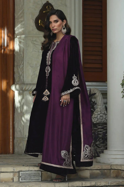 FARIDA HASSAN NEW PURPLE VELVET PARTY WEAR