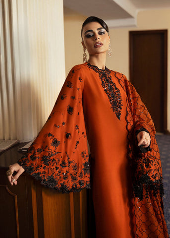 HUSSAIN REHAR NEW RUST CHIFFON PARTY WEAR