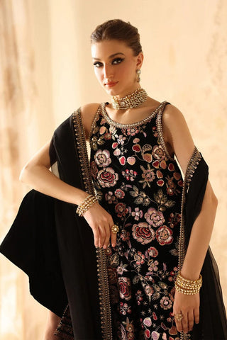 BAROQUE NEW JET BLACK VELVET PARTY WEAR