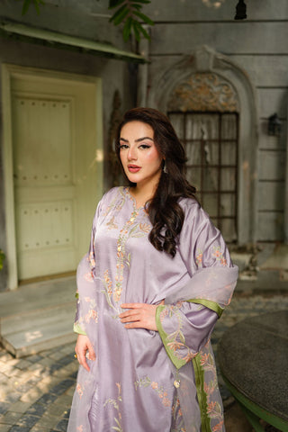 ANEELAS NEW LILAC KAAFTAN SILK PARTY WEAR DEZZ-179