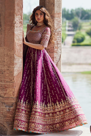 QALAMKAR NEW PURPLE BRIDAL WEAR