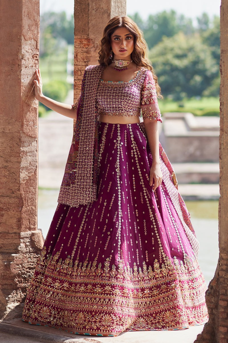 QALAMKAR NEW PURPLE BRIDAL WEAR