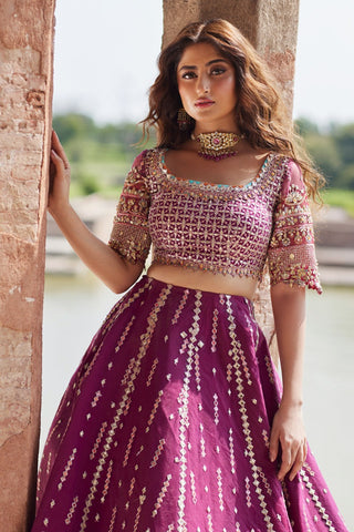 QALAMKAR NEW PURPLE BRIDAL WEAR