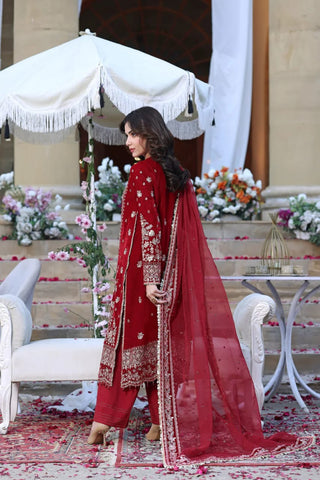 ANEELAS NEW RED HAND MADE VELVET PARTY WEAR