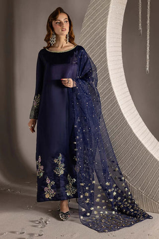 NUREH NEW NAVY BLUE RAW SILK PARTY WEAR