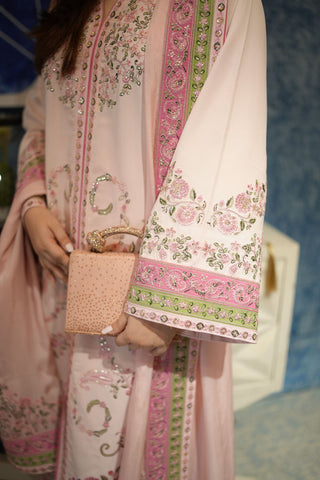 ANEELAS NEW PEACH KAAFTAN SILK PARTY WEAR FEZZ-224