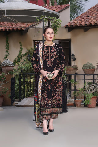 ANEELAS NEW JET BLACK KHADDAR PARTY WEAR