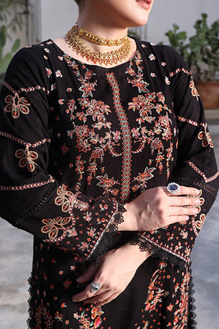 ANEELAS NEW JET BLACK KHADDAR PARTY WEAR