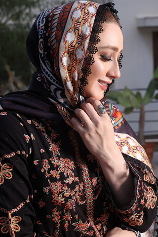 ANEELAS NEW JET BLACK KHADDAR PARTY WEAR