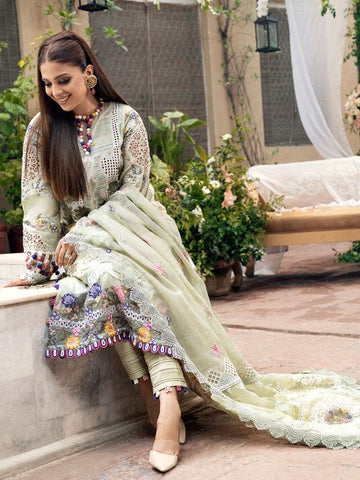 A Floral Dream By Maryam Hussain Embroidered Lawn Suits MH23FD 05 Tuscan Sunset - Luxury Collection