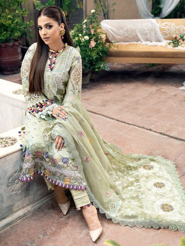 A Floral Dream By Maryam Hussain Embroidered Lawn Suits MH23FD 05 Tuscan Sunset - Luxury Collection