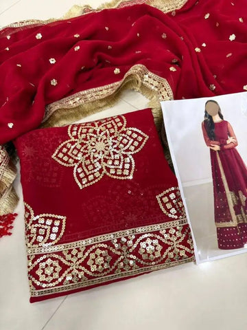 JAZMIN NEW RED CHIFFON PARTY WEAR