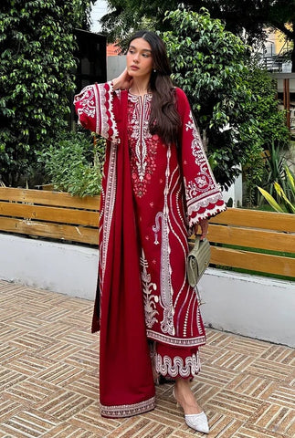 ZAIB NEW RED EMBROIDERED LUXURY LAWN COLLECTION