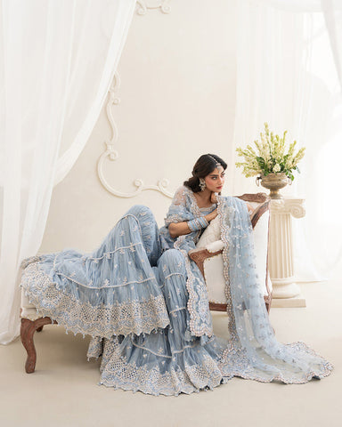 FAIZA SAQLAIN NEW NET PARTY WEAR GHARARA IGEZ-070