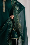 ZAIB NEW BOTTLE GREEN RAW SILK PARTY WEAR DEZZ-005