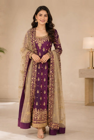 HARIS SHAKEEL NEW SHOCKING PINK CHIFFON PARTY WEAR DFEZ-161