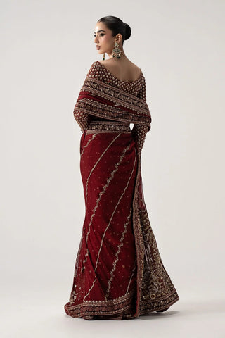 MARIA B NEW EXCLUSIVE RED CHIFFON SAREE HEZZ-129