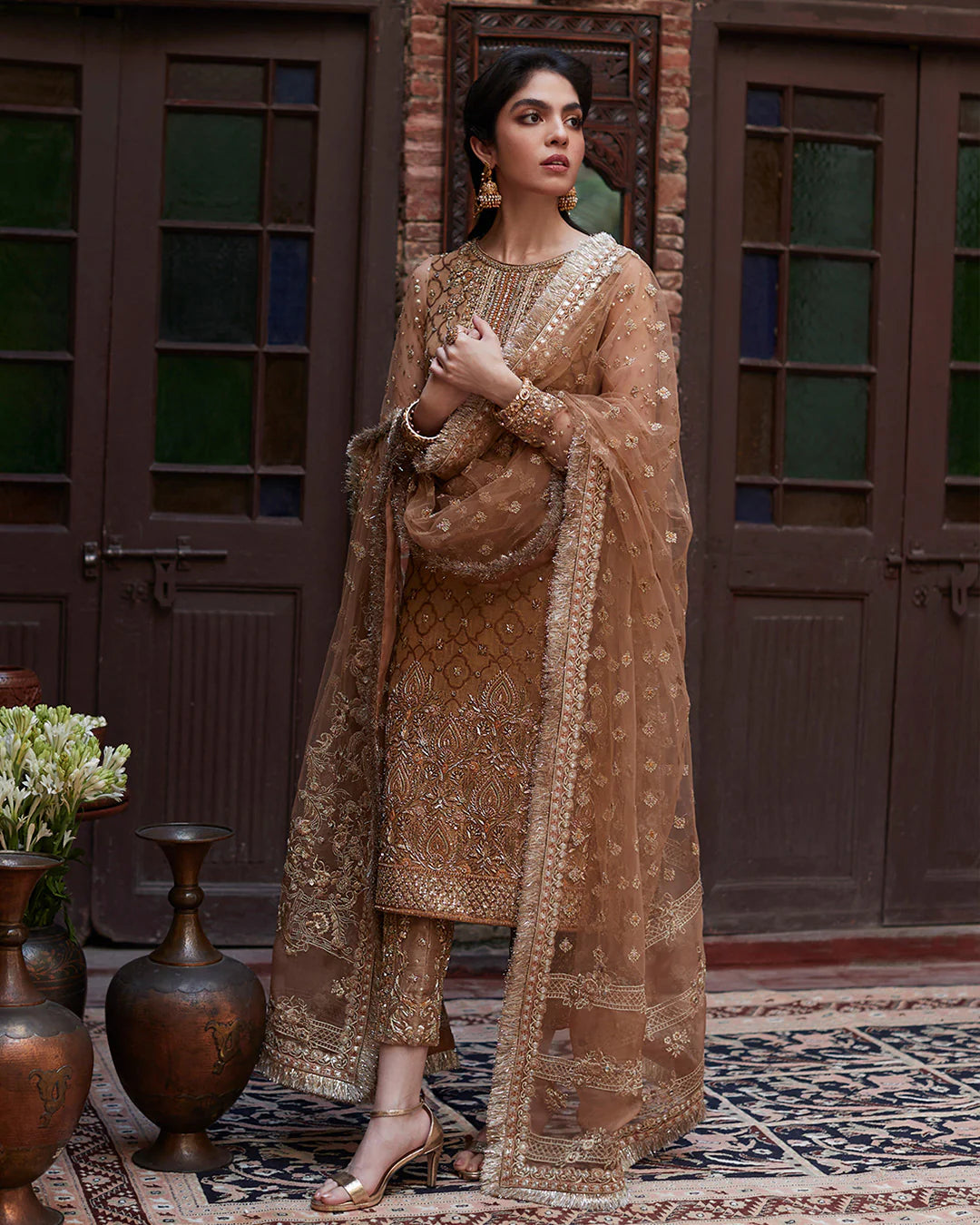 Faiza Saqlain Brown Formal Collection Net