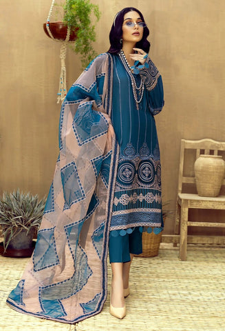 Adan Libas Blue Luxury Lawn Collection