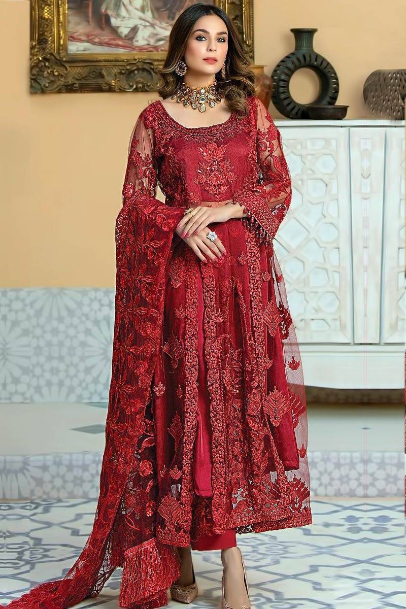HADIZOUTFIT NEW RED NET PARTY WEAR