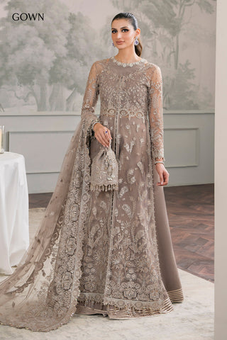 Baroque Brown Bridal Collection Net Maxi