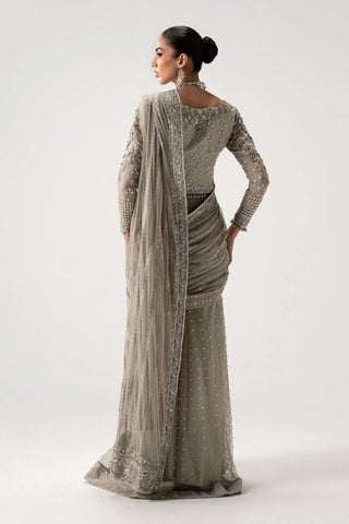 MARIA B NEW EXCLUSIVE GREY NET SAREE GEZZ-125