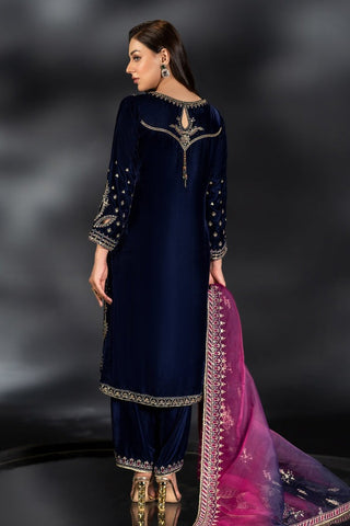 NAQSHI BLUE VELVET PARTY WEAR