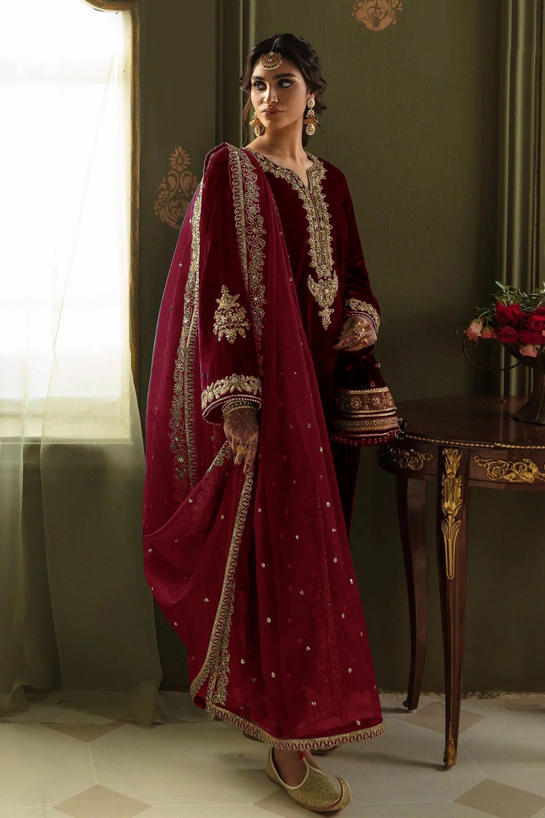 Baroque Maroon Formal Collection Velvet Replica