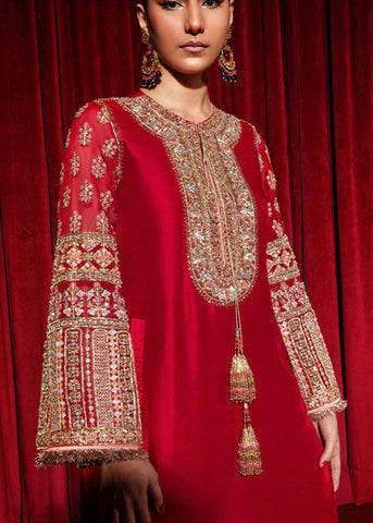 Hussain Rehar Red Formal Collection Silk