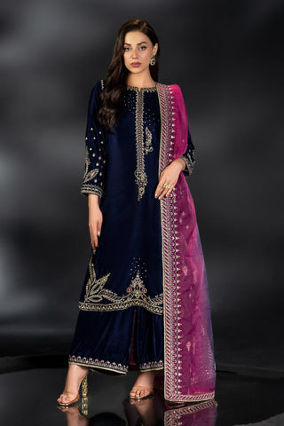 NAQSHI BLUE VELVET PARTY WEAR