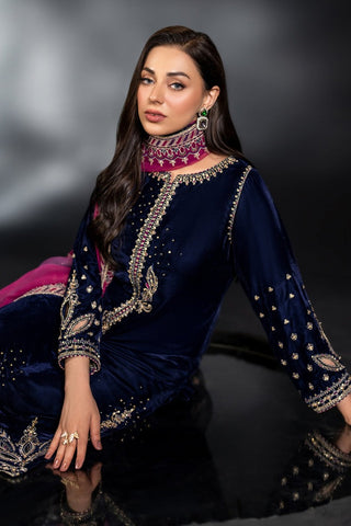 NAQSHI BLUE VELVET PARTY WEAR
