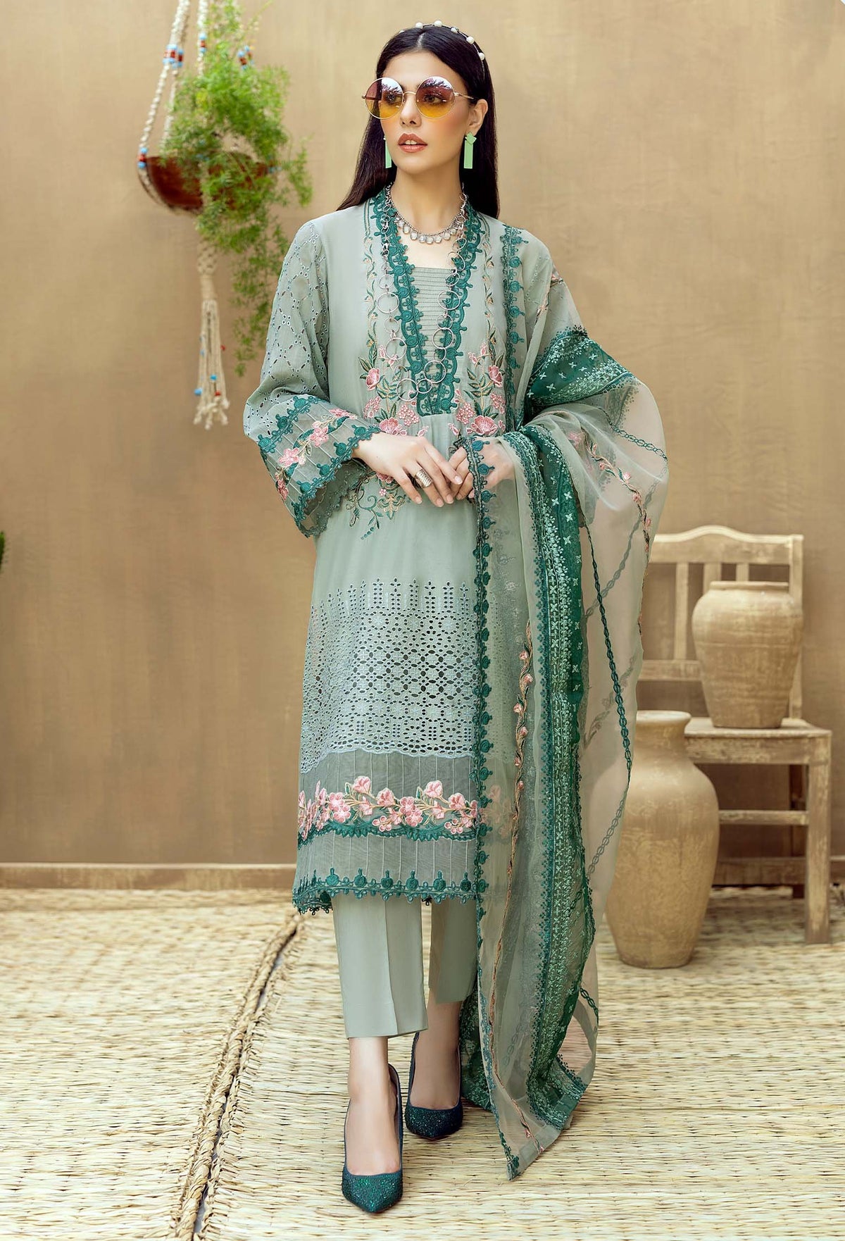 Adan Libas Grey Luxury Lawn Collection