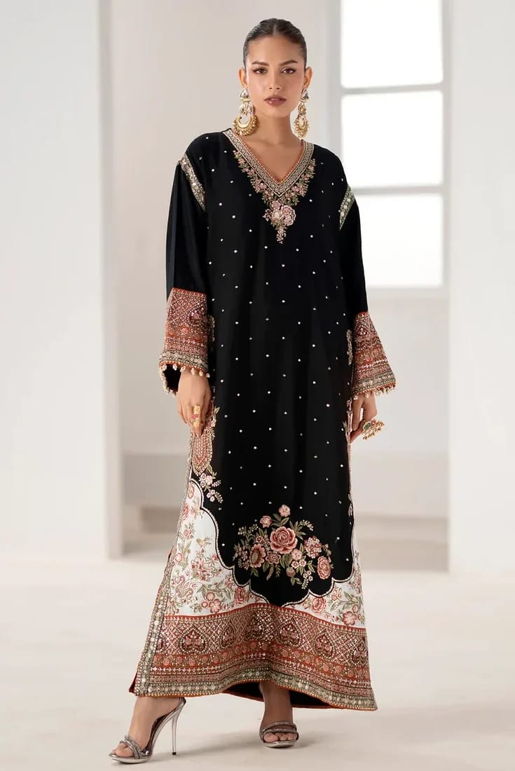 ETHNC NEW BLACK SILK PARTY WEAR FZZZ-118