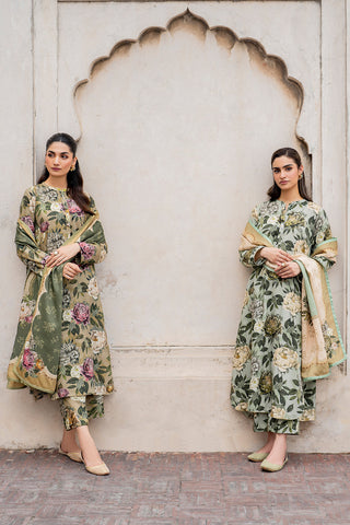 Baroque 3Piece Digital Print Winter Dhanak Suits 2024