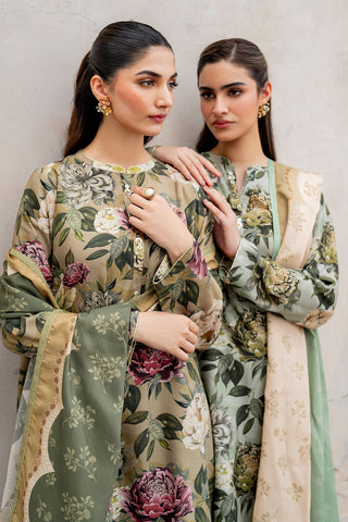 Baroque 3Piece Digital Print Winter Dhanak Suits 2024