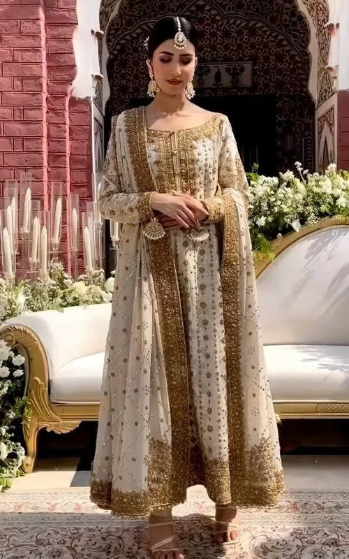 HARIS SHAKEEL NEW OFFWHITE RAW SILK BRIDAL WEAR HAZZ-5004