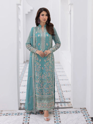 GULAL NEW AQUA CHIFFON PARTY WEAR EZEZ-128