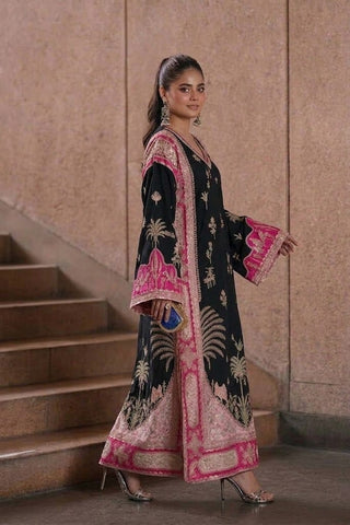ETHNC NEW 3PC KAAFTAN STYLE RAWSILK PARTY WEAR FZEZ-146