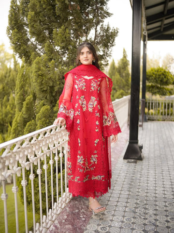ANEELAS NEW RED CHIKANKARI LUXURY LAWN COLLECTION