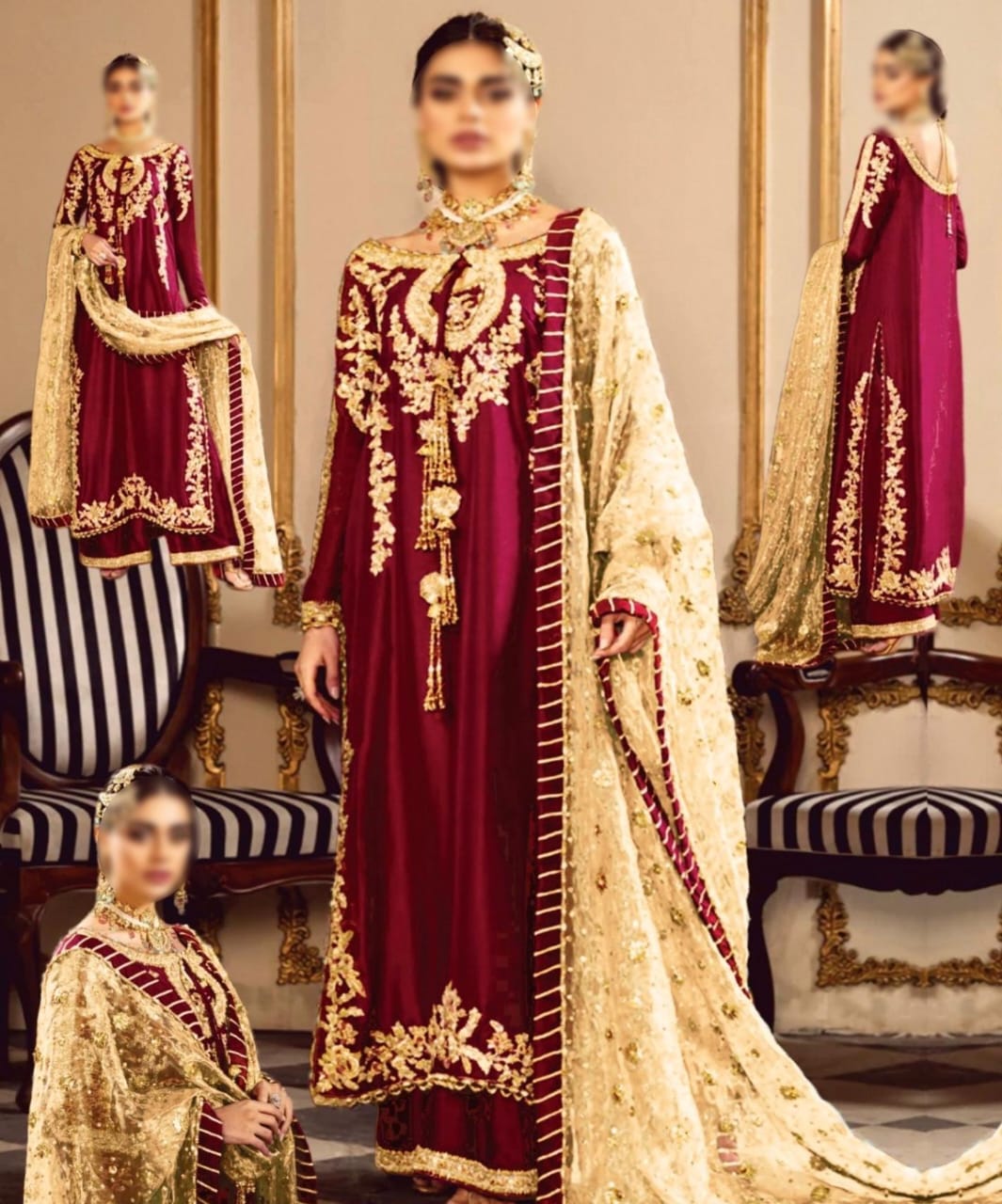 SARA ROHAIL NEW MAROON RAW SILK PARTY WEAR