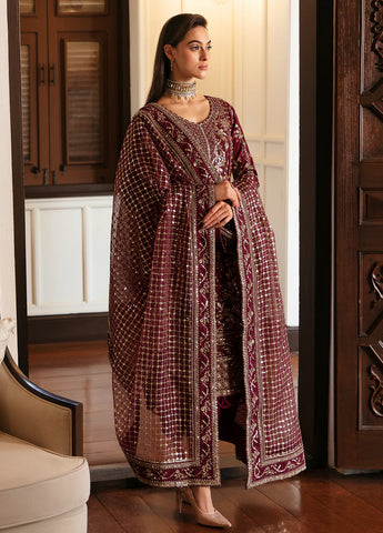 Gulaal Maroon Formal Chiffon Collection