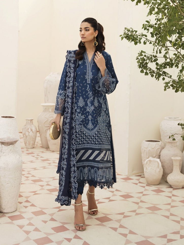 Afrozeh Festive Unstitched Chikankari Lawn 3Pc Suit AL-23-V3-09 Azure