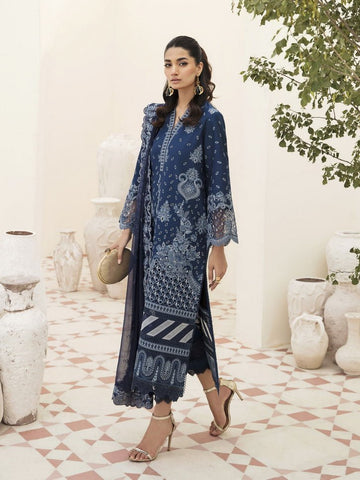 Afrozeh Festive Unstitched Chikankari Lawn 3Pc Suit AL-23-V3-09 Azure