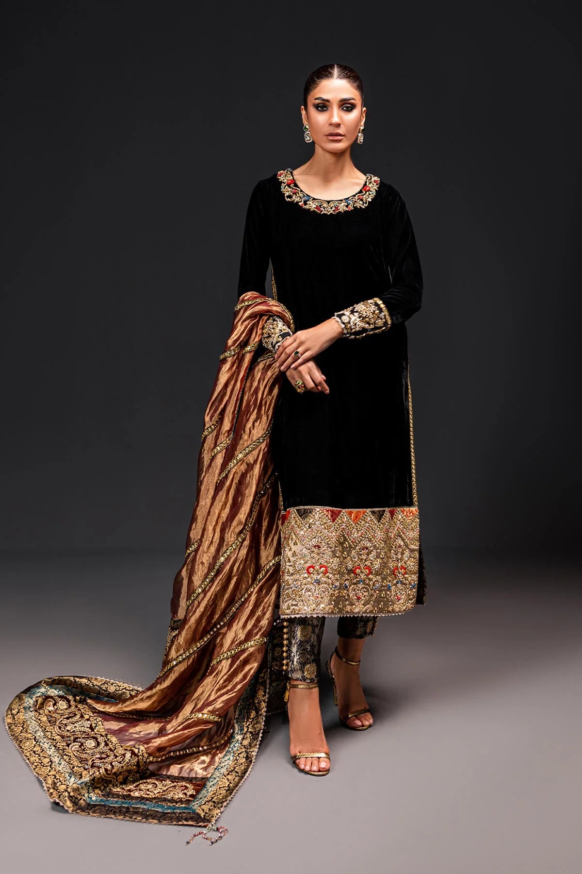 Ammara Khan Black Velvet Collection Replica