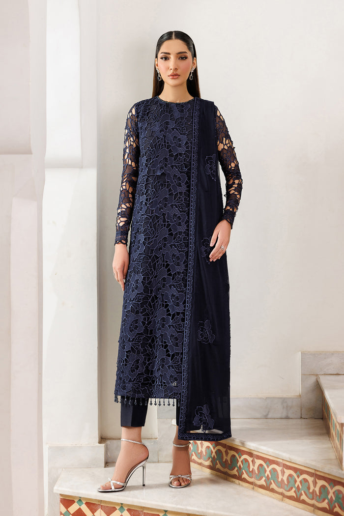 ZARIF NEW BLUE CHIFFON PARTY WEAR DBEZ-178
