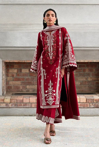 ZAIB NEW RED EMBROIDERED LUXURY LAWN COLLECTION