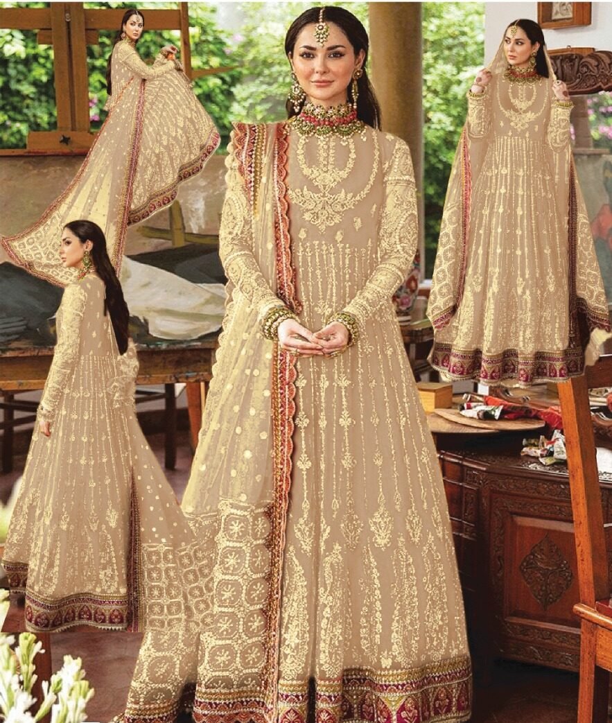 Afrozeh Golden Exclusive Bridal Maxi Replica