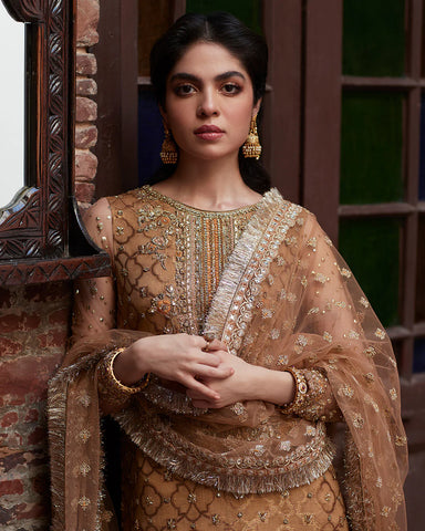 Faiza Saqlain Brown Formal Collection Net