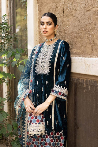 Cross Stitch Blue Formal Velvet Collection